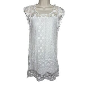 Gamiss Women’s White Floral Lace Sleeveless Dress Size XL